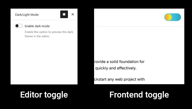 Dark and Light mode toggles